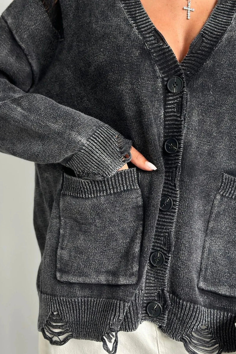 Distressed Vintage Washed Woolen Cardigan