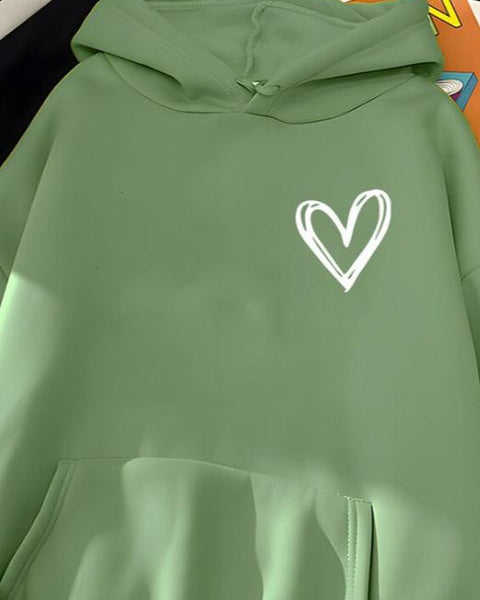 Minimalist Heart Print Hoodie - Unisex Casual Style