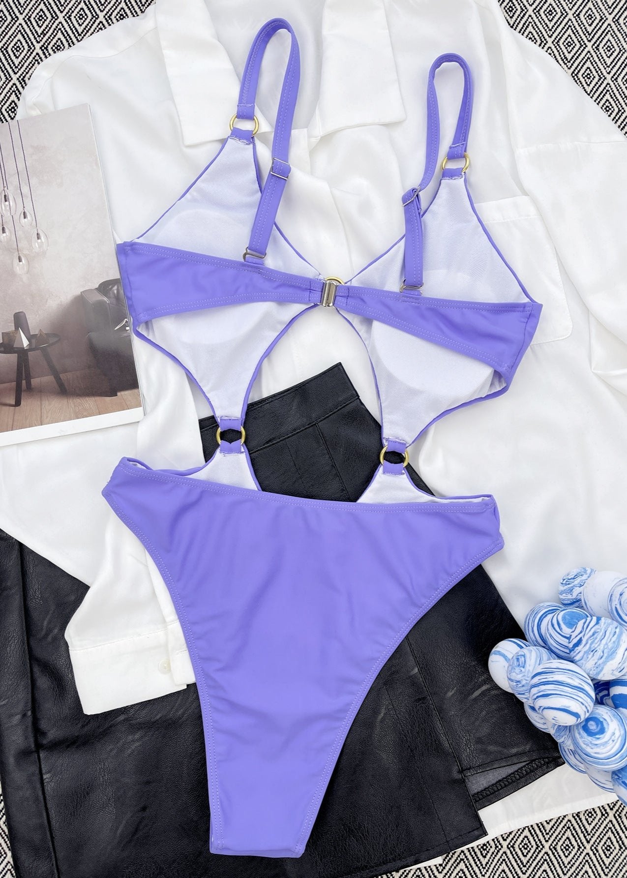 Violet Glow Cutout Swimsuit