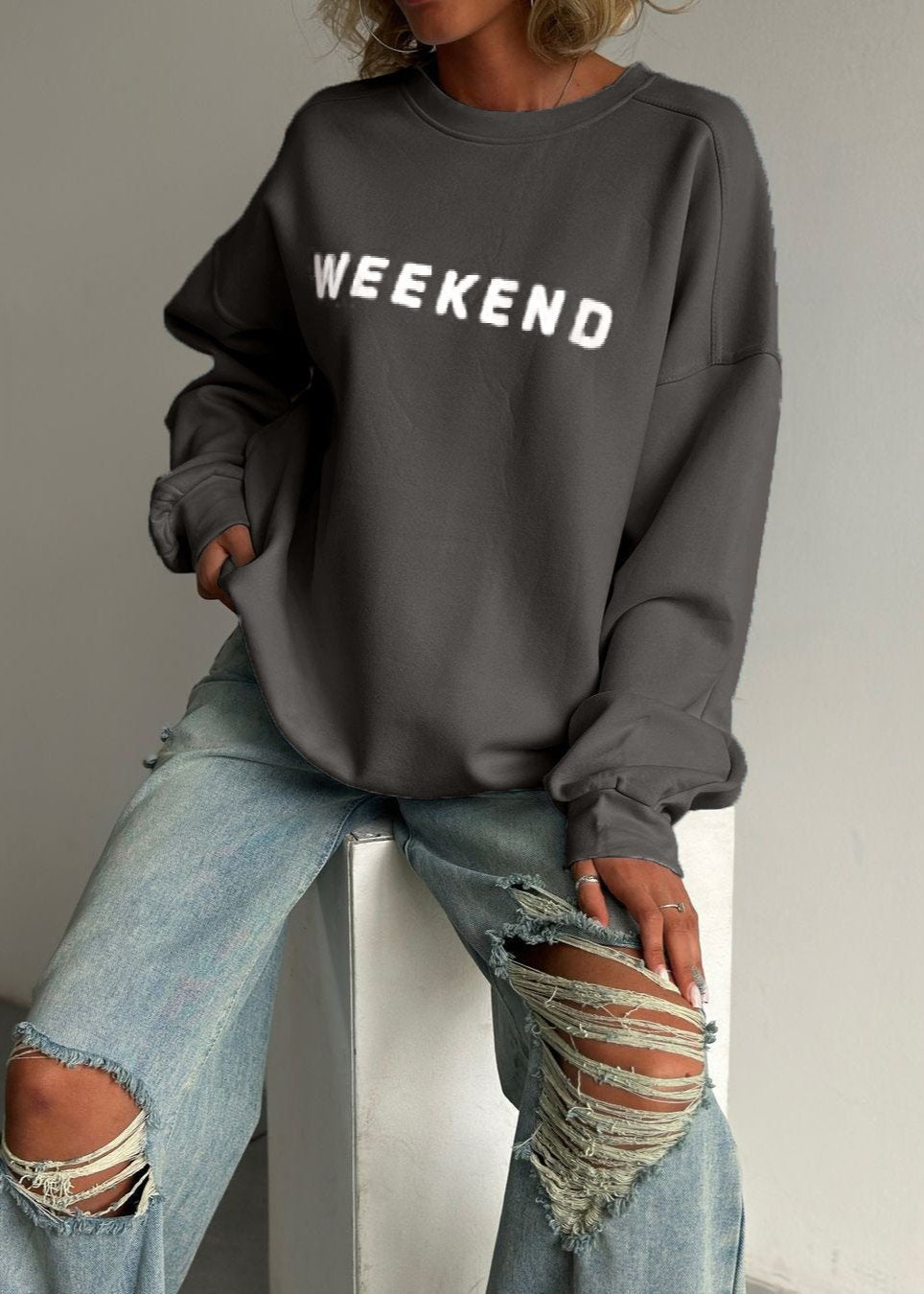 Weekend Vibes - Printed Cozy Sweatshirt