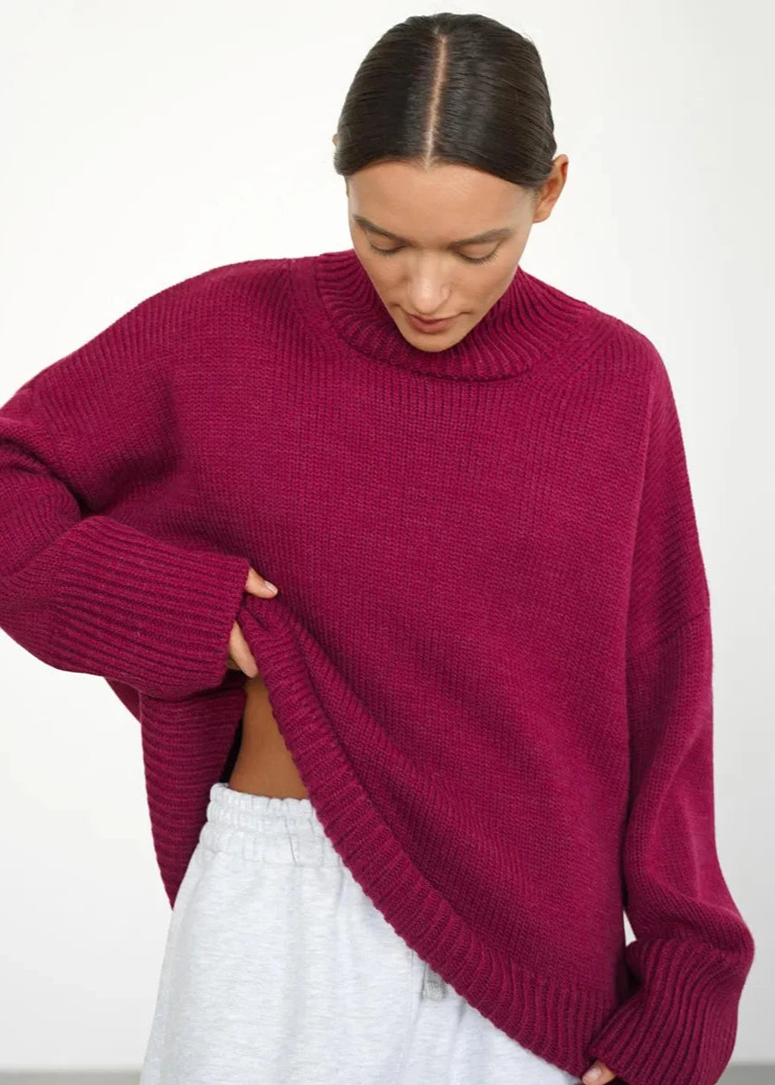 Cozy Solid Turtleneck Sweater