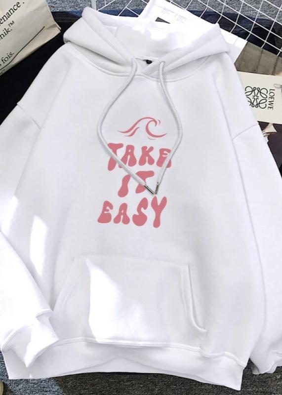 Hoodie "Take It Easy" Print Oversized Hoodie