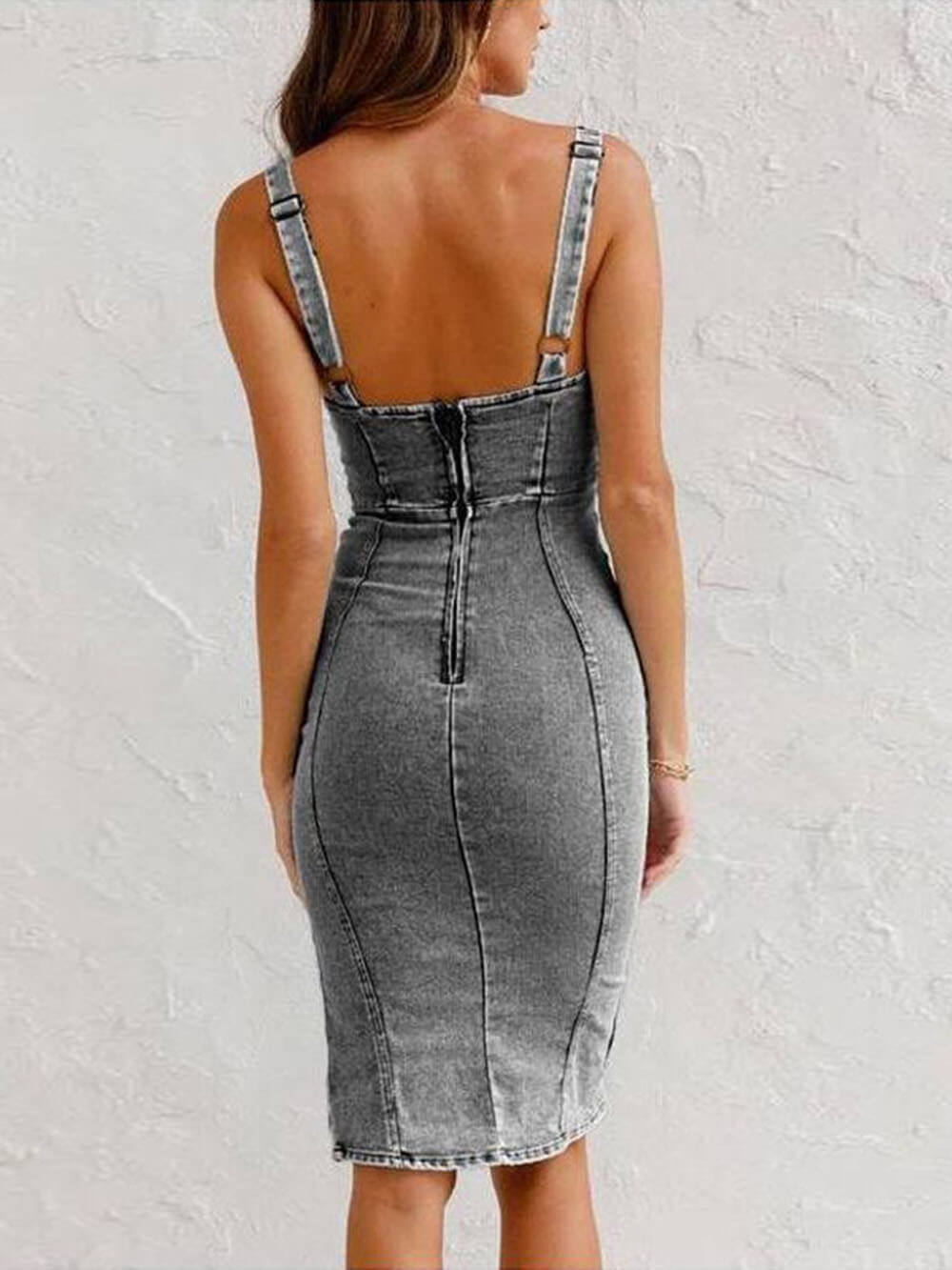 Parisian-Denim Midi-Dress