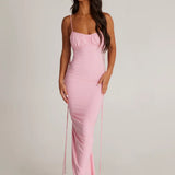 Isabella Grace - Gathered Backless Maxi Dress - VibeSoothe