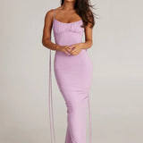 Isabella Grace - Gathered Backless Maxi Dress - VibeSoothe