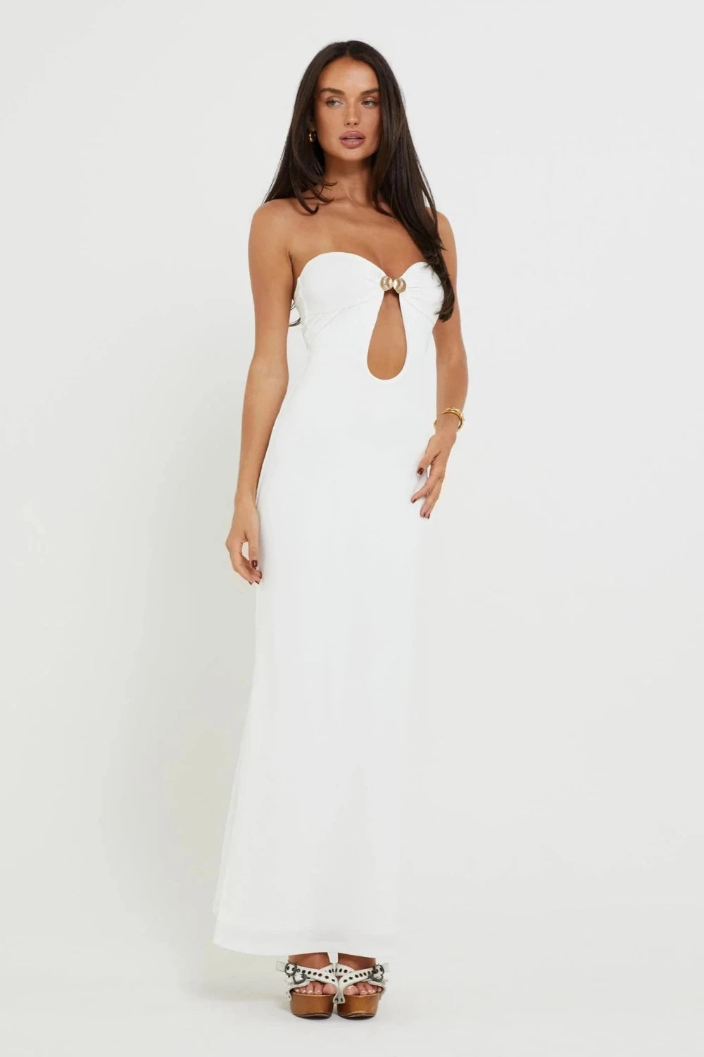 Isla Midnight - Strapless maxi-jurk met uitgesneden mouwen