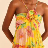 Capri Sunshine - Floral Halterneck Maxi Dress - VibeSoothe