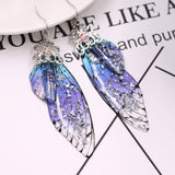 Butterfly Wing Blue Rhinestone Cicada Wing Crystal Earrings - VibeSoothe