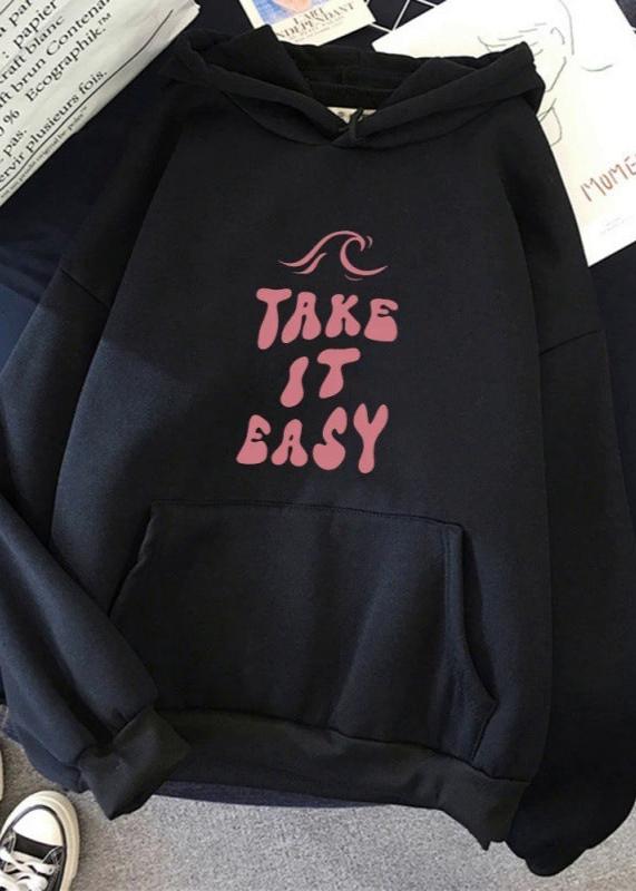 Hoodie "Take It Easy" Print Oversized Hoodie