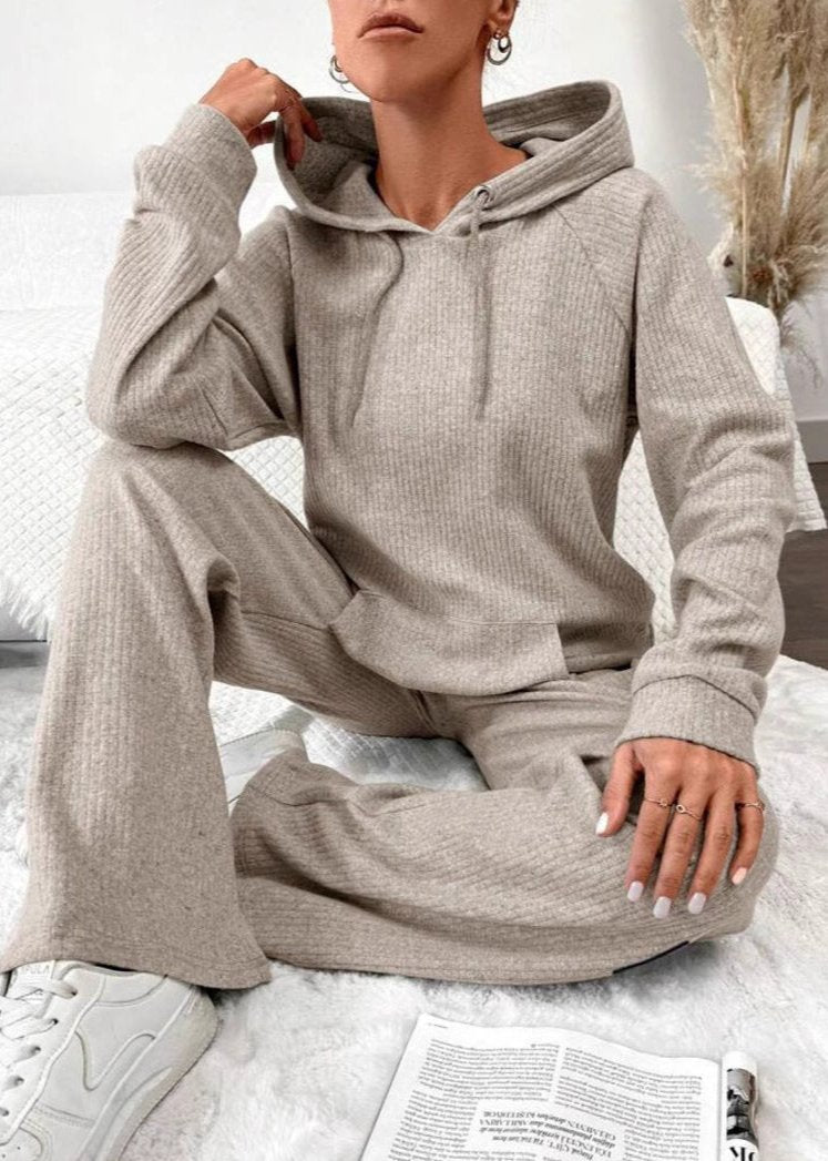 Cashmere Blend Knitted Hooded Lounge Set