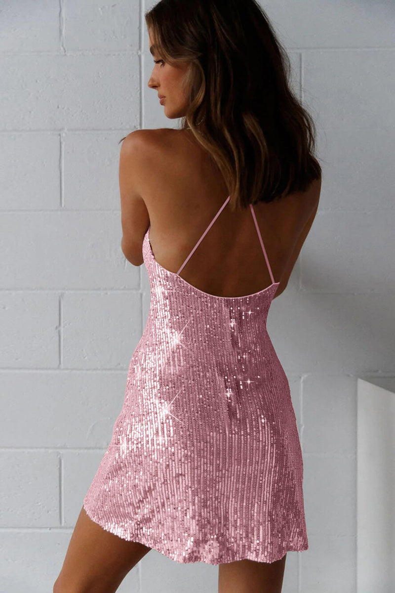 Sienna Sparkle - Mini-robe dos nu à sequins