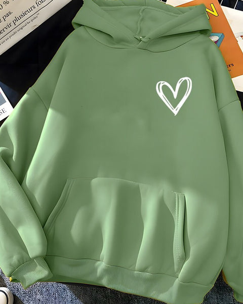 Minimalist Heart Print Hoodie - Unisex Casual Style