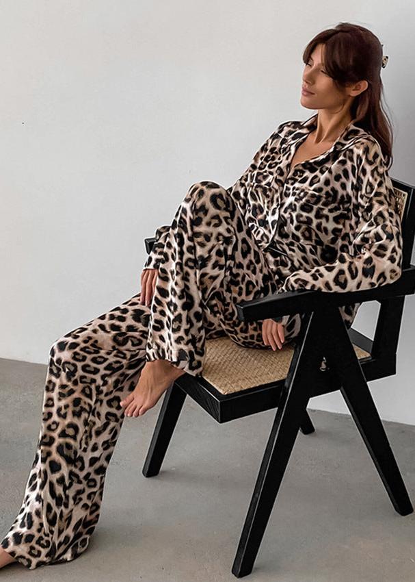 Wild Glam - Leopard Print Shirt and Pants Set