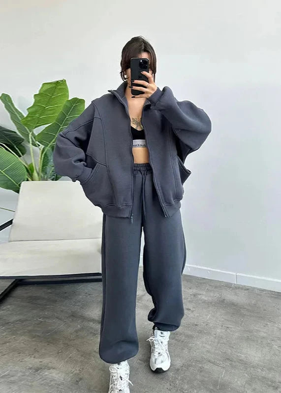 Oversized Zip-Up Hoodie and Jogger Set