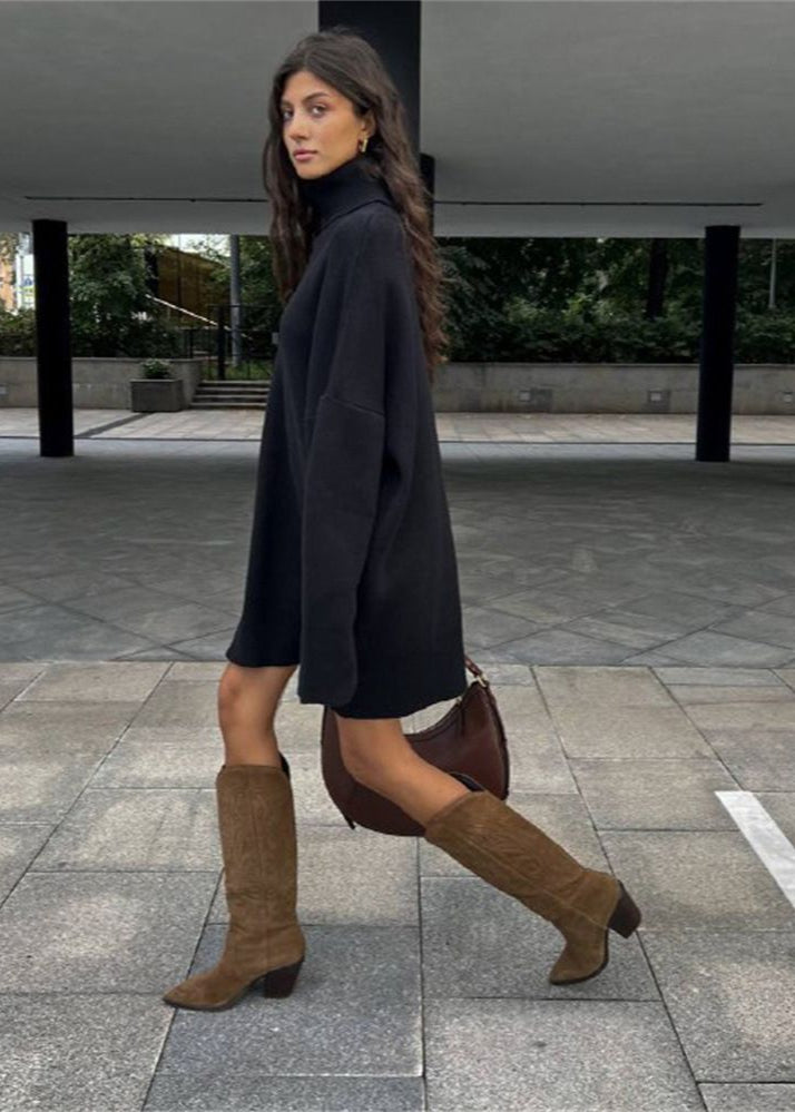Vestido Suéter de Cuello Alto de Punto Harper – Suéter Oversize de Manga Larga