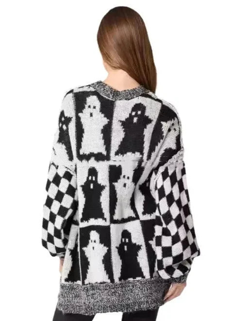 Spooky Ghost Plaid ronde hals trui