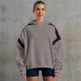 Contrast Color Drop Shoulder Women's Pullover - VibeSoothe