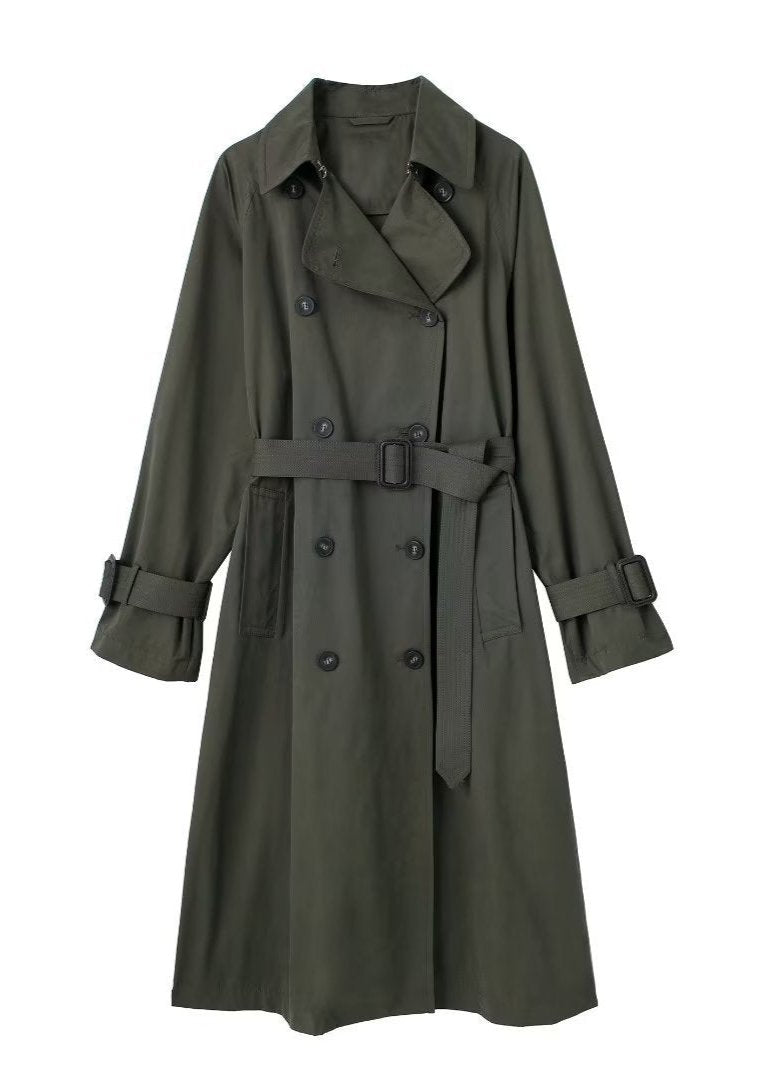 Dames losse lange trenchcoat en overjas met band 