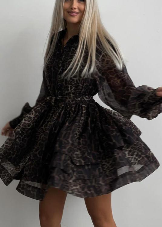 Fierce Elegance - Leopard Print Chiffon Dress