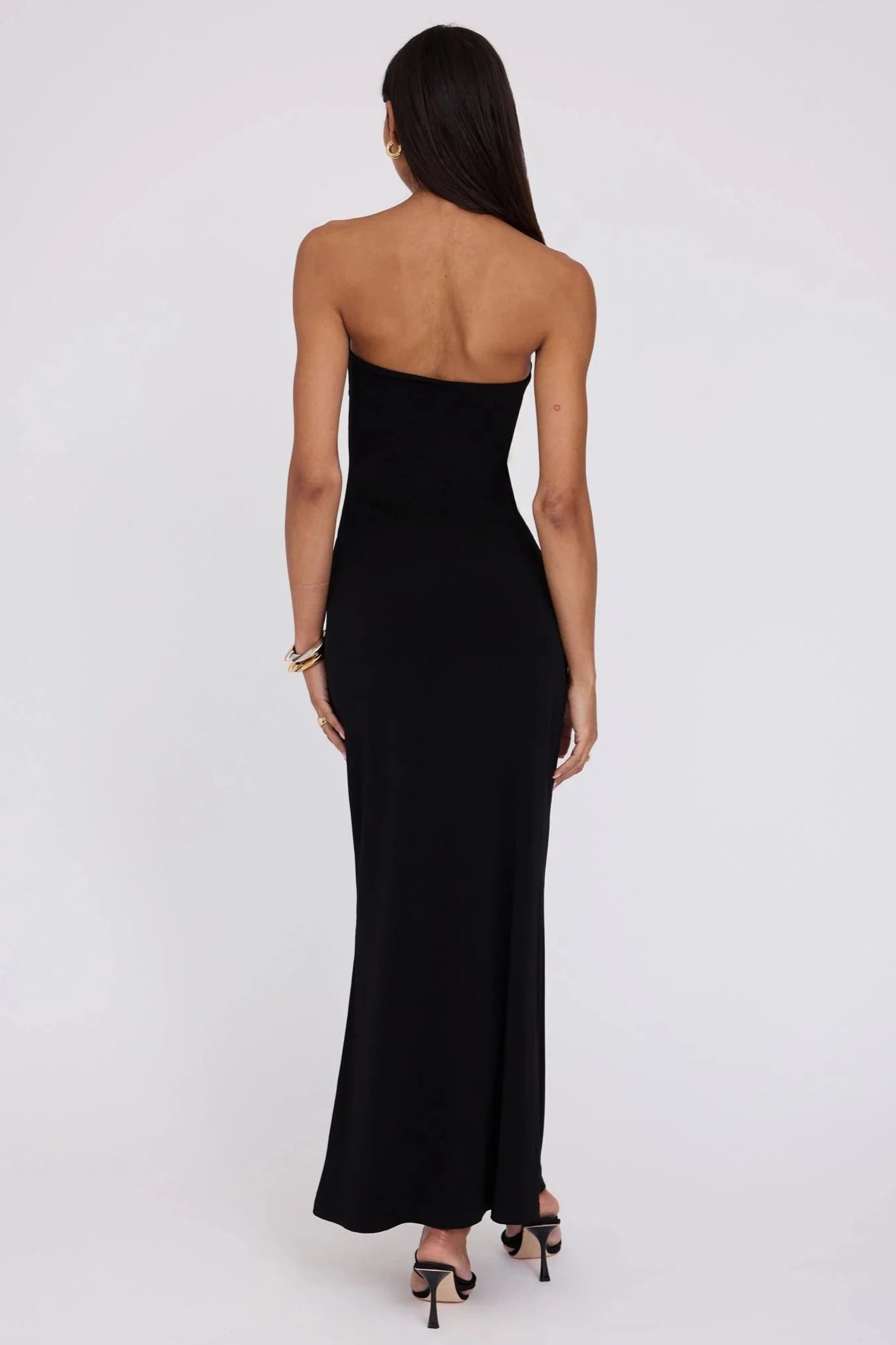 Isla Midnight - Strapless maxi-jurk met uitgesneden mouwen