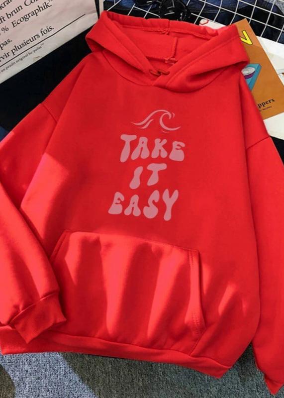 Hoodie "Take It Easy" Print Oversized Hoodie