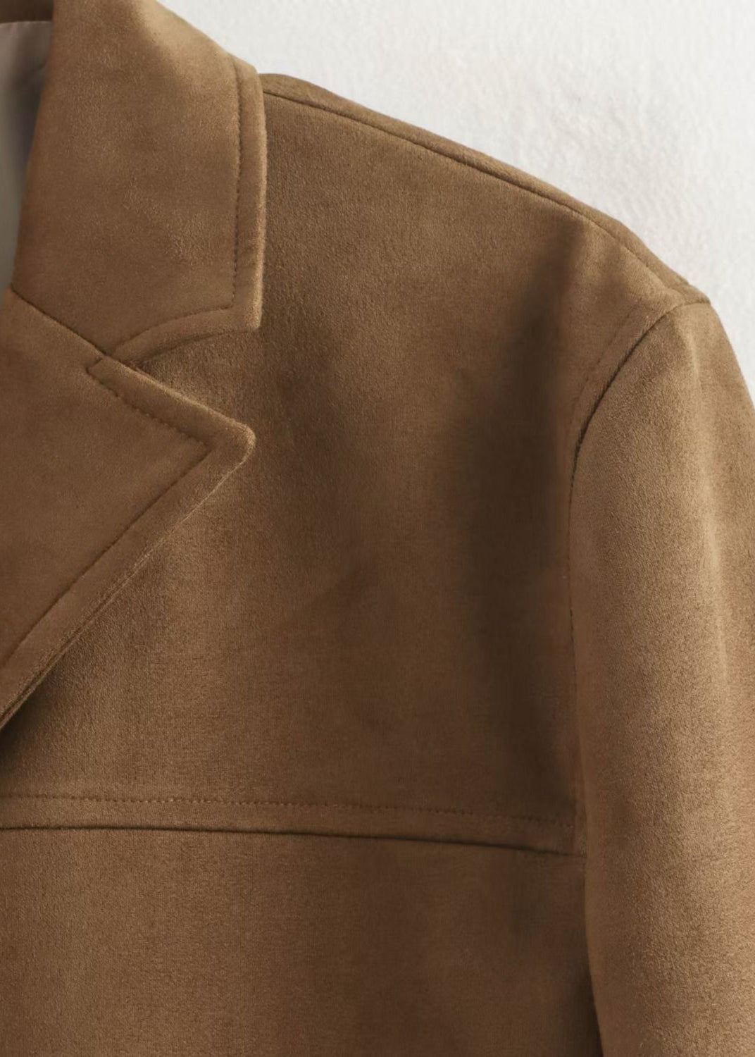 Delora - Suede Button-Front Blazer with Patch Pockets