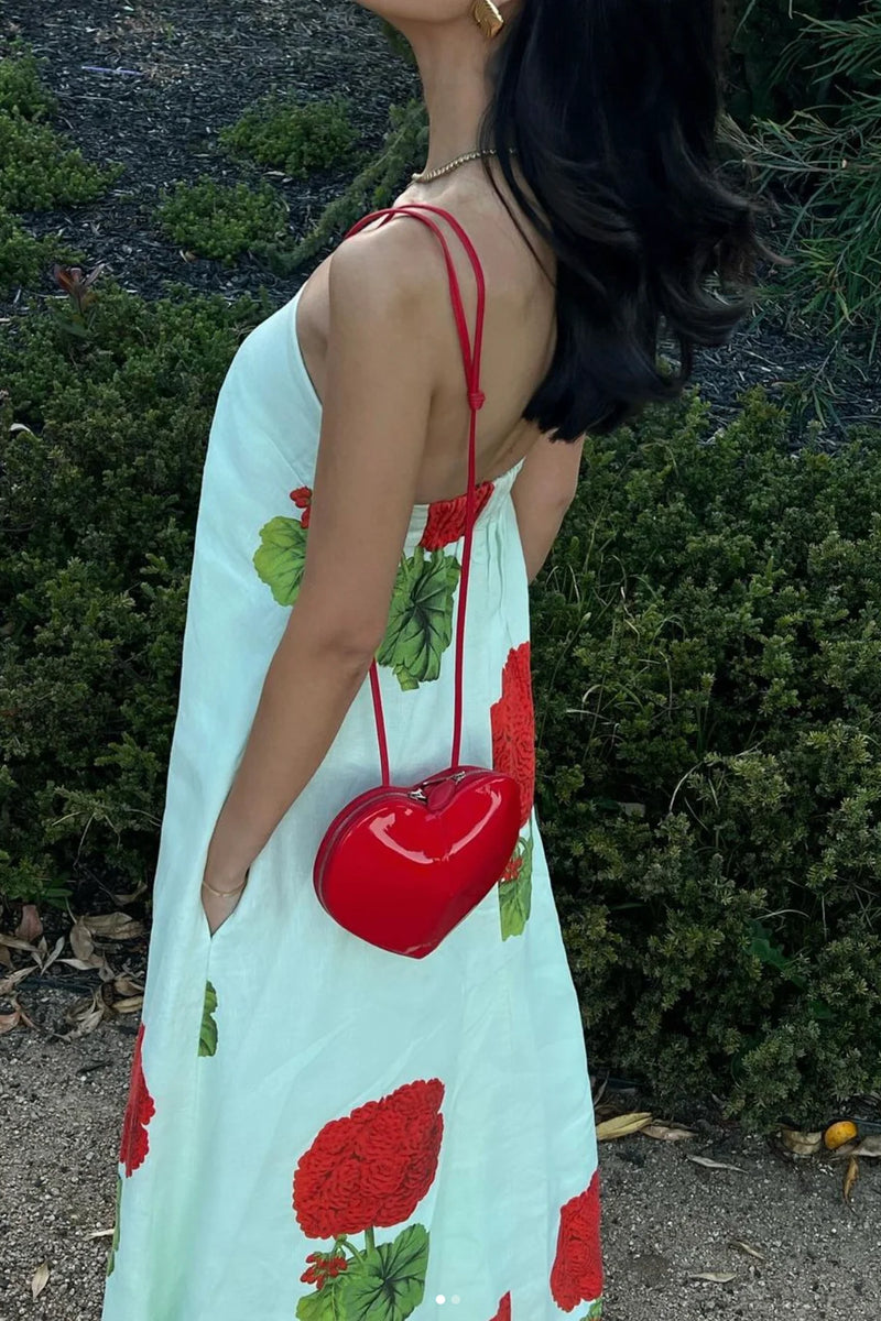 Red Bloom - Geranium Strapless Maxi Dress