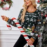 Leisure Round Neck Christmas Sweater - VibeSoothe