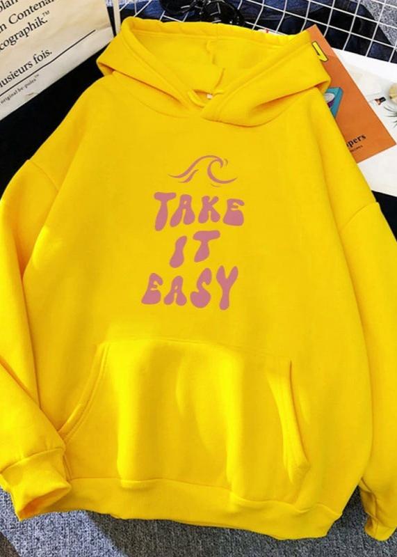 Hoodie "Take It Easy" Print Oversized Hoodie