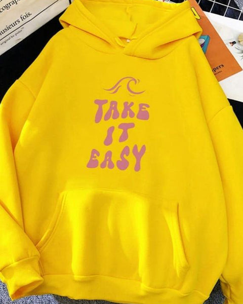 Hoodie "Take It Easy" Print Oversized Hoodie