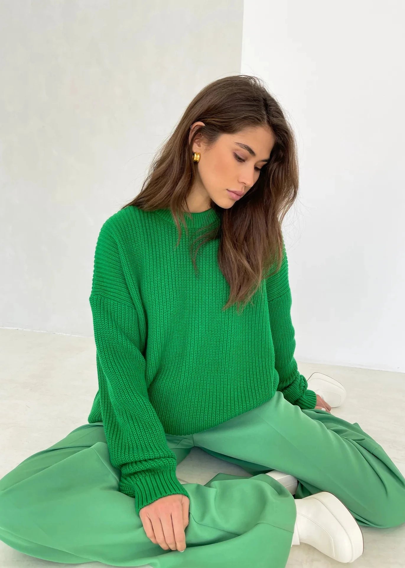 Vibrant Round Neck Oversized Sweater