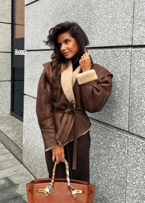 Luxe Suede Wrap Jacket with Fur Trim