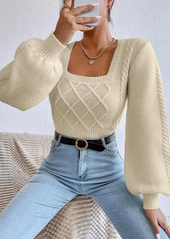 Elegant Square Neck Sweater