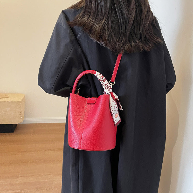 Chic-Red-Bucket Bag - VibeSoothe