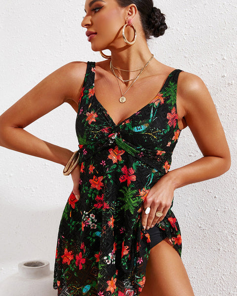 Fiorella Twist Swim Dress - VibeSoothe