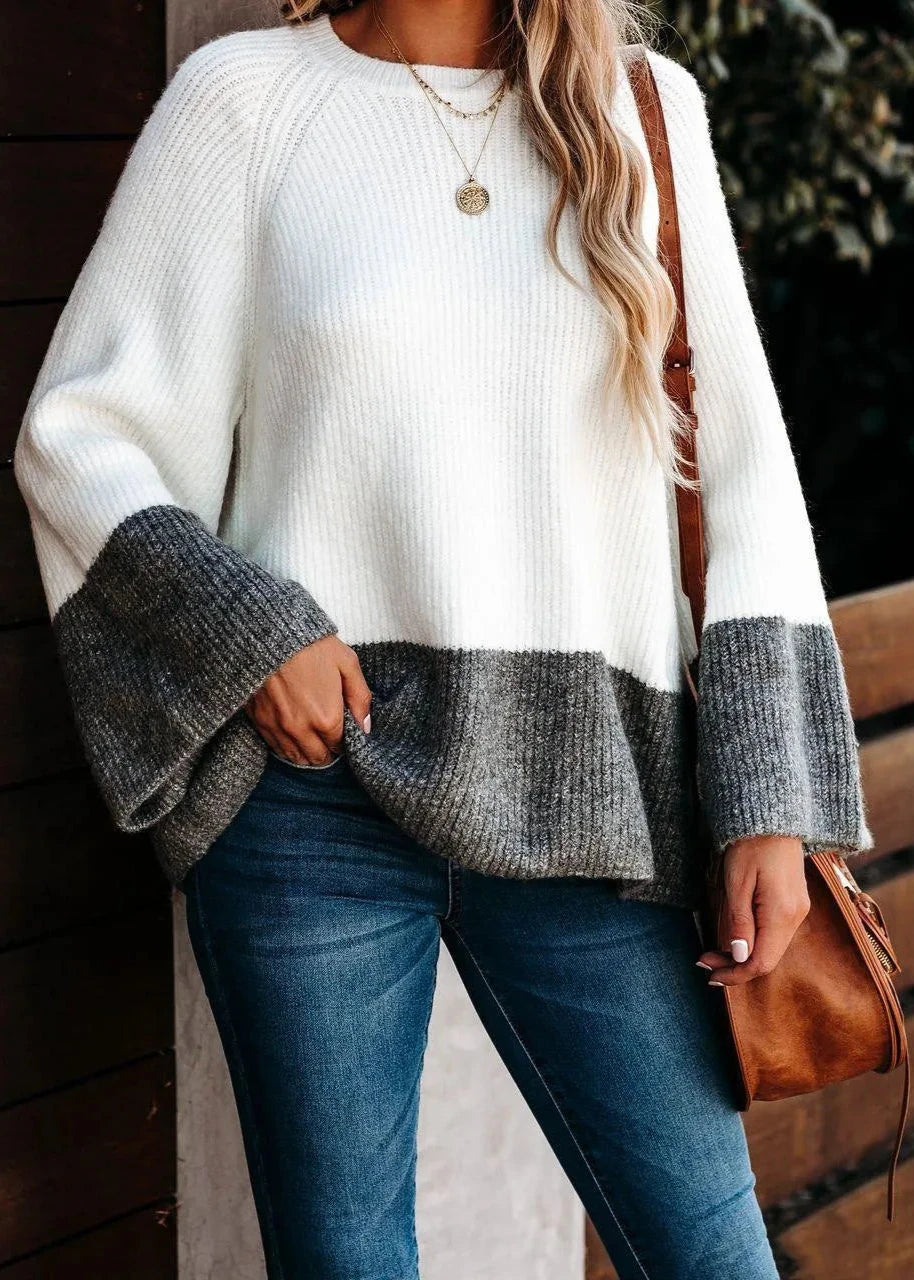 Chic Contrast Knit Sweater