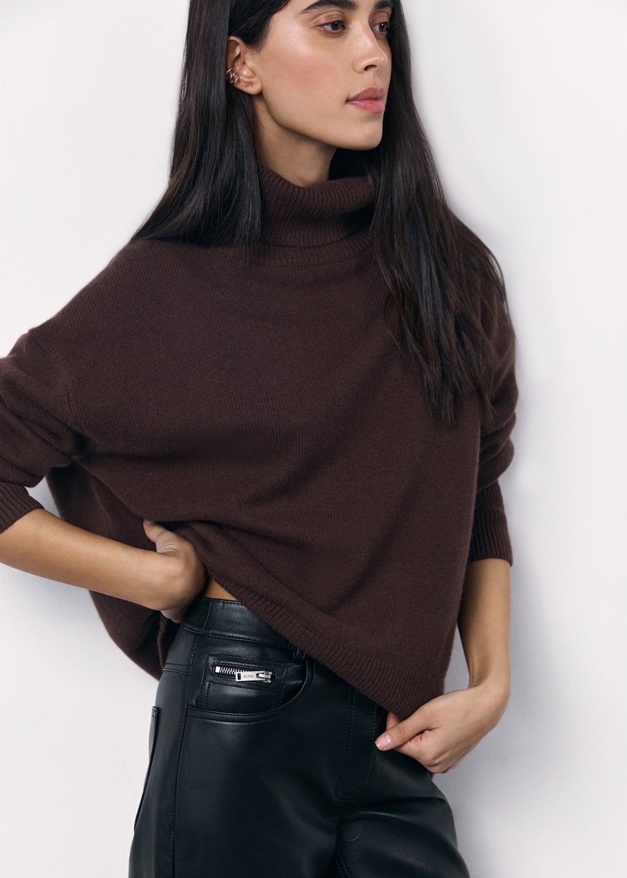 Chic Red Turtleneck Knit Sweater