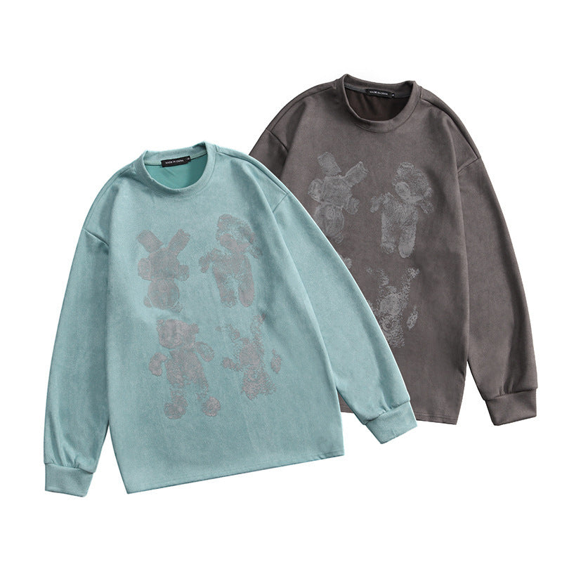 Deerskin Reflective Bear Print Long-sleeve Top