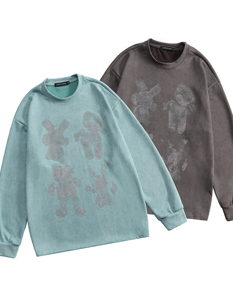 Deerskin Reflective Bear Print Long-sleeve Top