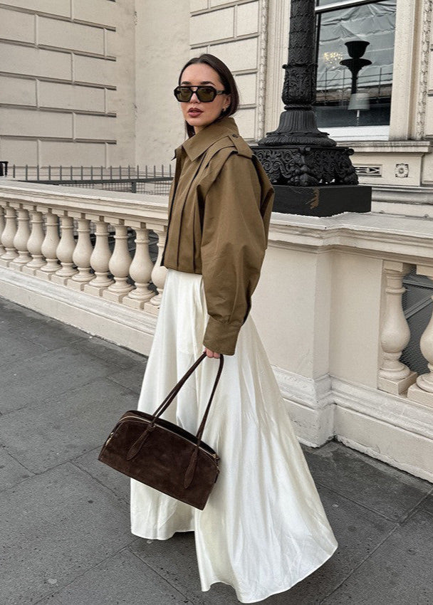 Maren - Cropped High Neck Button Up Jacket