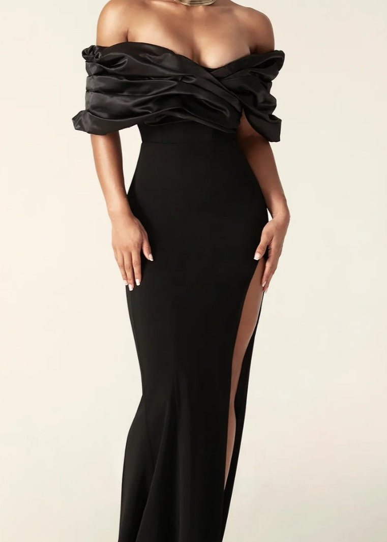 Robe de soirée en satin off-shoulder Luxe