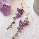 February Birth Stone Wisteria Amethyst Dangle Earrings - VibeSoothe