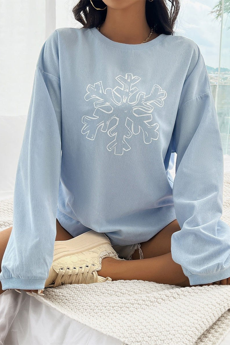 Frosty Snowflake Graphic Pullover Sweater