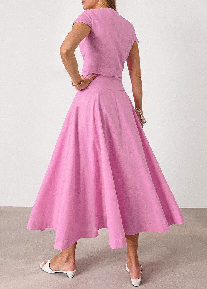 Rosabelle Button-Front Two-Piece Midi Skirt Set
