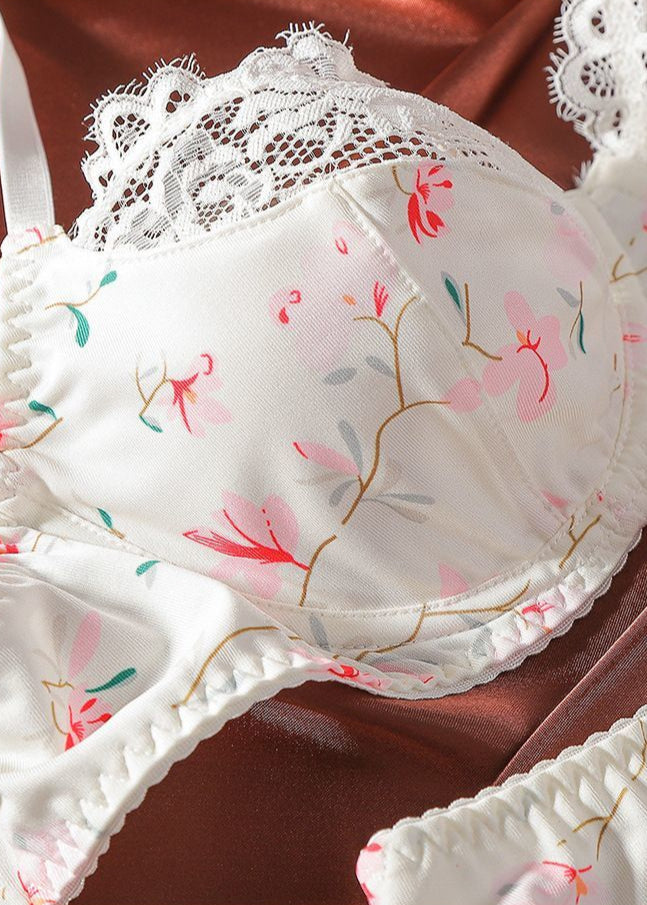 Elena Floral White Lace Lingerie Set – Underwire Bra and Panty
