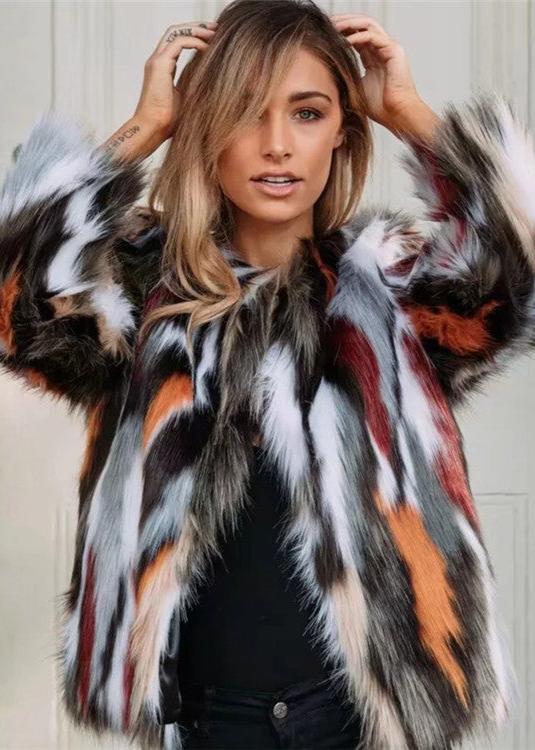 Multi-Tonal Faux Fur Coat