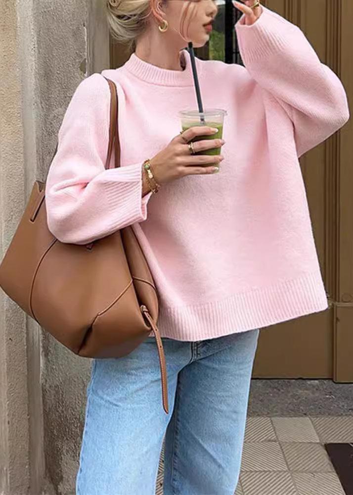 Soft Pink Cozy Crew Neck Sweater