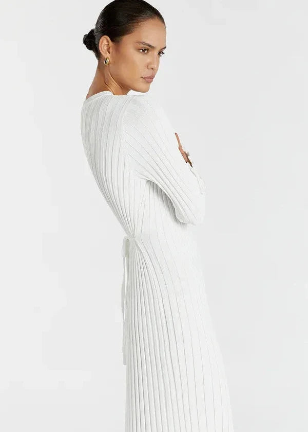 Parisian Pleated Ribbed Midi Dress