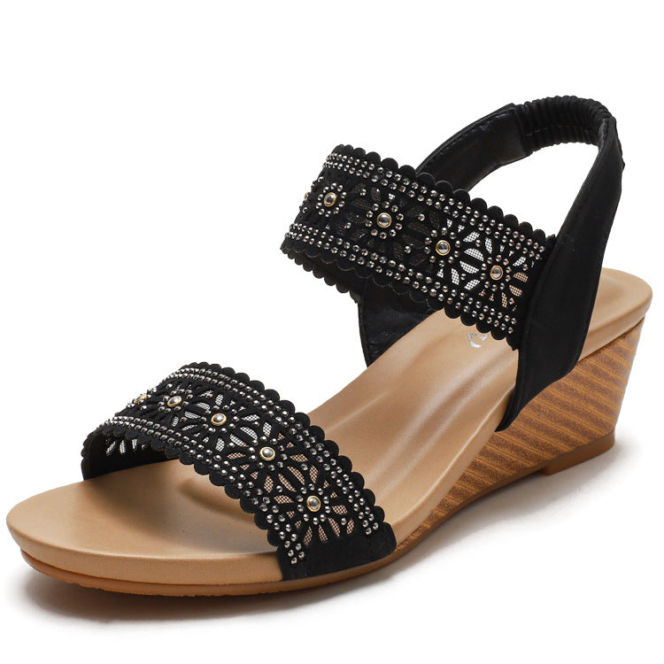 Flower Sandals With Rhinestones - VibeSoothe