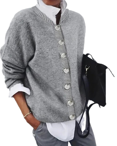 Women's Round Neck Soft Sweater Casual Coat